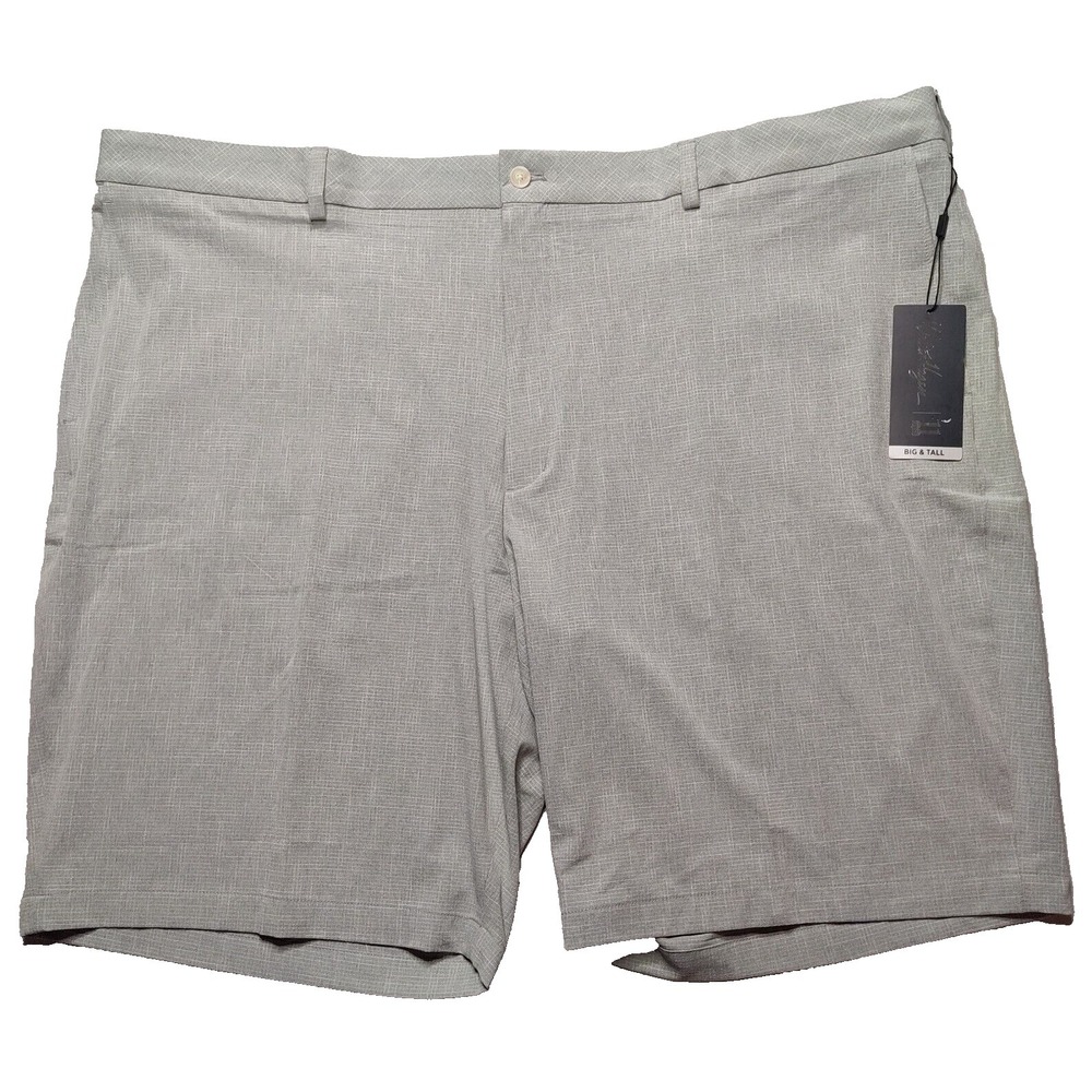 WALTER HAGEN 11 Majors Men Big & Tall 48 Gray Textured Grid 11" Shorts NEW